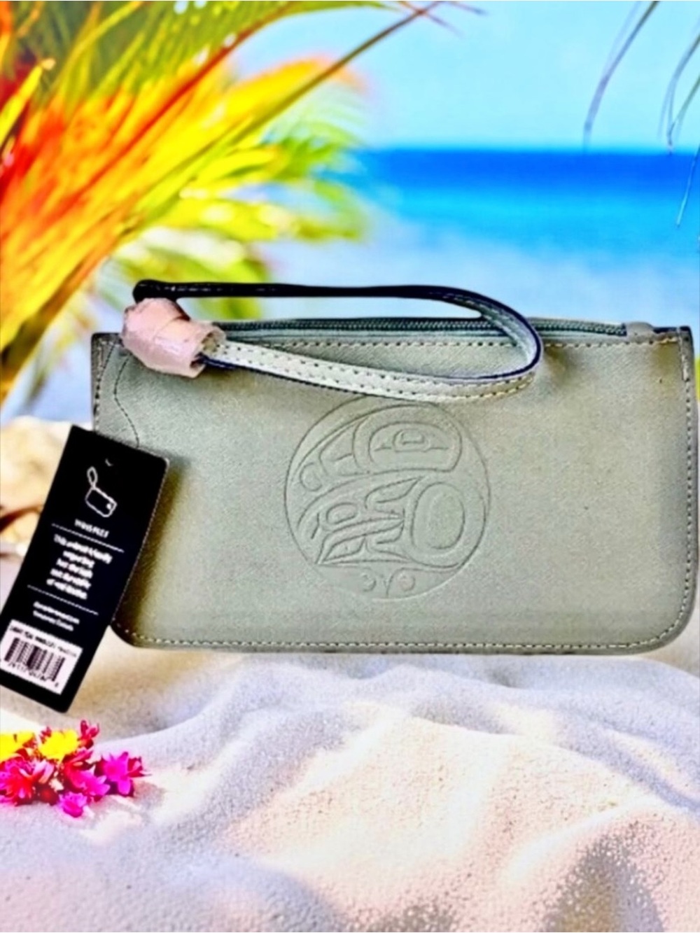 NATIVE ORIGINS Teal VEGAN Leather Wristlet Handbag Made in Canada